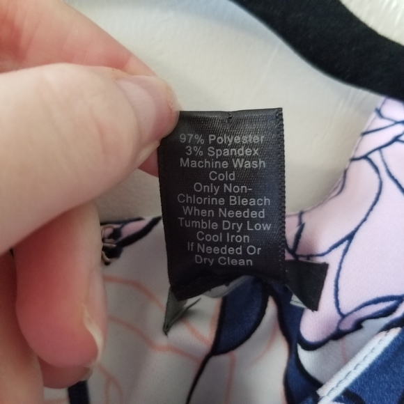 Ann Taylor White Pink Floral Short Sleeve Shift Mini Dress Work Career Size 2 - Picture 5 of 5